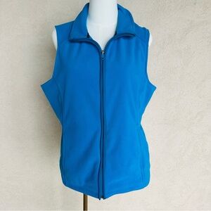Lands' End Blue Zip Up Fleece Vest